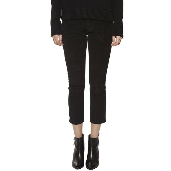 DSQUARED2 Corduroy Patchwork Cropped Pants Women BLACK